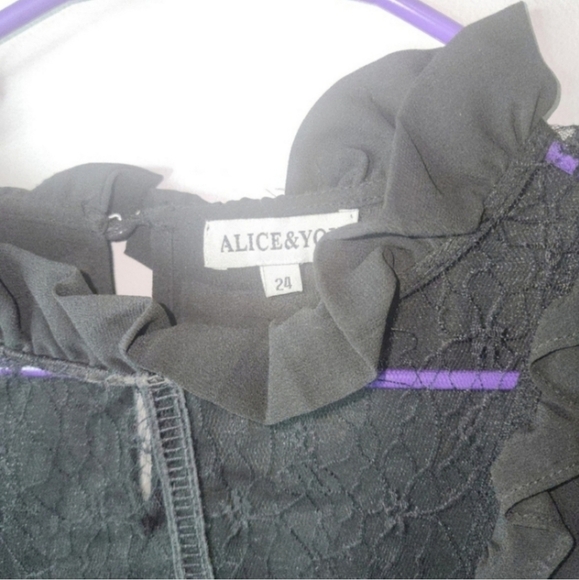 🍂🍁NWOT ASOS ALICE&YOU 20USHigh Neck Smock Top With Lace Insert - Picture 4 of 5